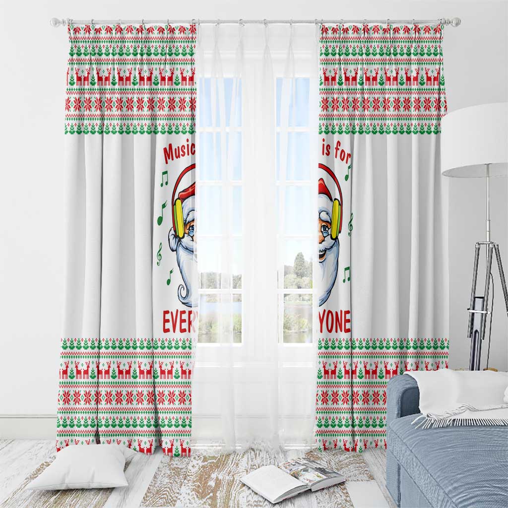 Funny Santa Music Is For Everyone Christmas Window Curtain Xmas Holiday Patterns - Wonder Print Shop