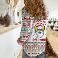 Funny Santa Music Is For Everyone Christmas Women Casual Shirt Xmas Holiday Patterns - Wonder Print Shop