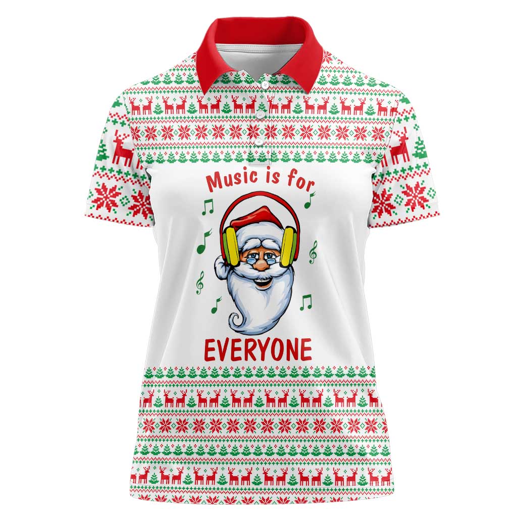 Funny Santa Music Is For Everyone Christmas Women Polo Shirt Xmas Holiday Patterns - Wonder Print Shop