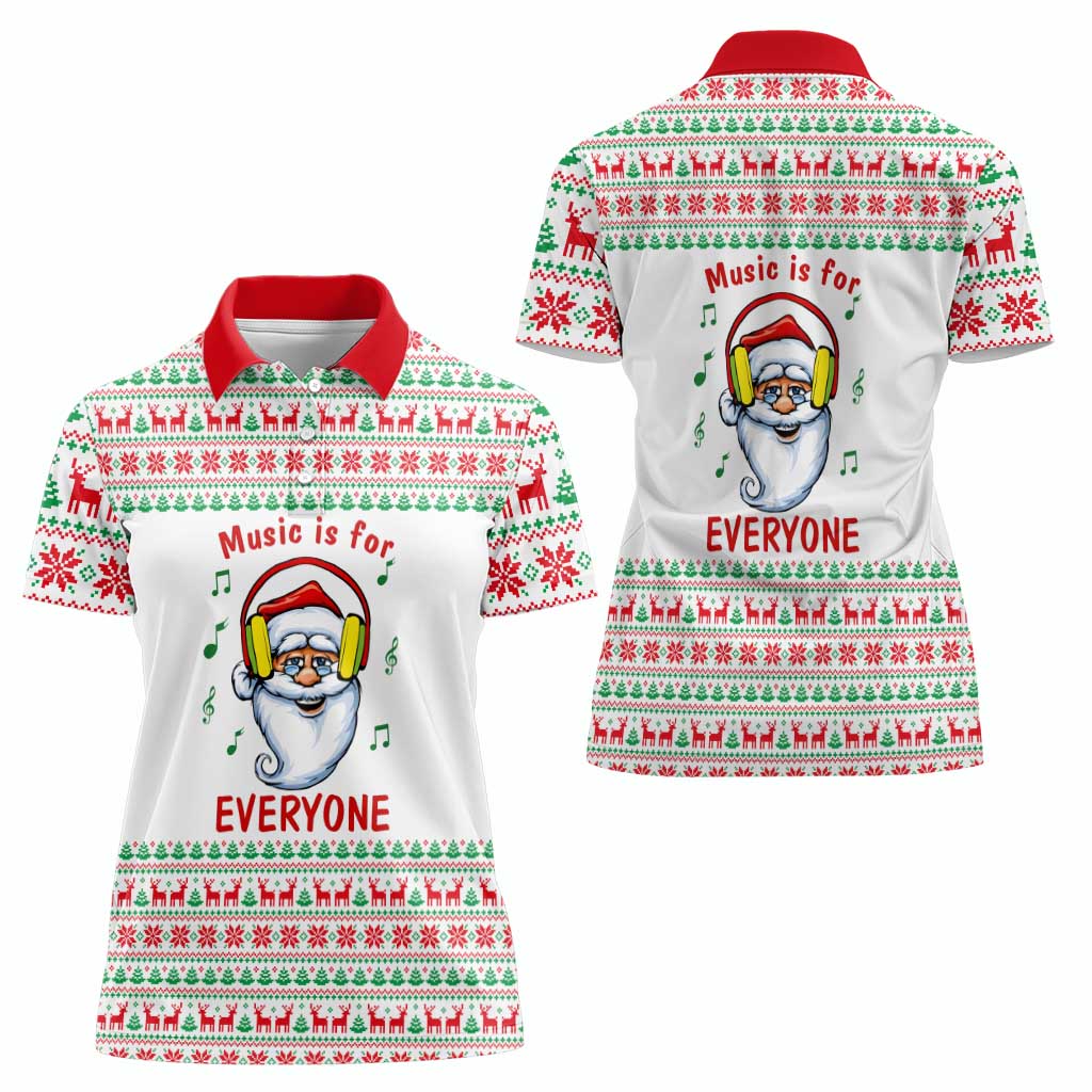 Funny Santa Music Is For Everyone Christmas Women Polo Shirt Xmas Holiday Patterns - Wonder Print Shop