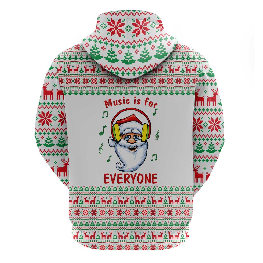 Funny Santa Music Is For Everyone Christmas Zip Hoodie Xmas Holiday Patterns - Wonder Print Shop