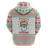Funny Santa Music Is For Everyone Christmas Zip Hoodie Xmas Holiday Patterns - Wonder Print Shop