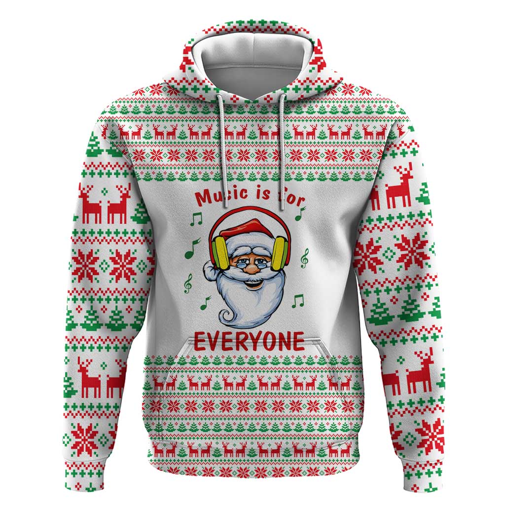 Funny Santa Music Is For Everyone Christmas Zip Hoodie Xmas Holiday Patterns - Wonder Print Shop