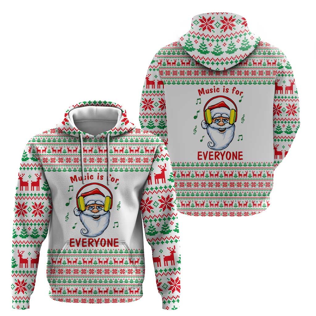 Funny Santa Music Is For Everyone Christmas Zip Hoodie Xmas Holiday Patterns - Wonder Print Shop