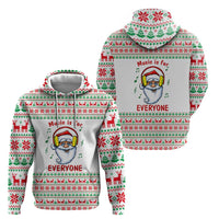 Funny Santa Music Is For Everyone Christmas Zip Hoodie Xmas Holiday Patterns - Wonder Print Shop