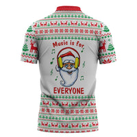 Funny Santa Music Is For Everyone Christmas Zipper Polo Shirt Xmas Holiday Patterns - Wonder Print Shop