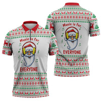 Funny Santa Music Is For Everyone Christmas Zipper Polo Shirt Xmas Holiday Patterns - Wonder Print Shop