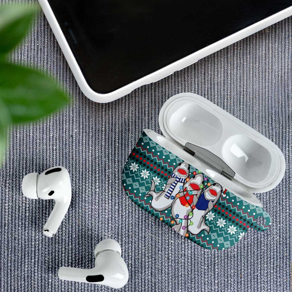 Funny Shark Christmas AirPods Case Xmas Holiday Patterns - Wonder Print Shop