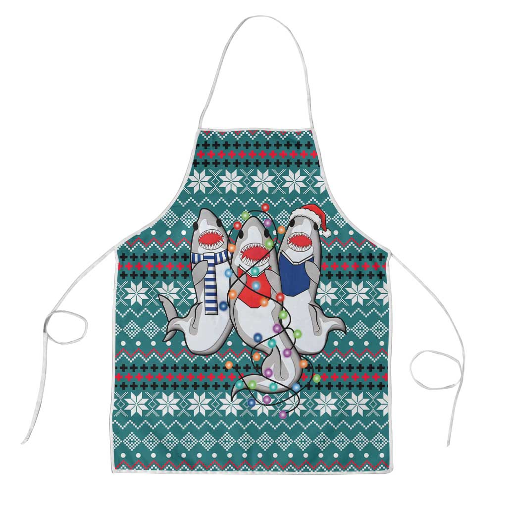 Funny Shark Christmas Apron Xmas Holiday Patterns - Wonder Print Shop