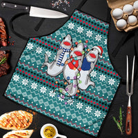 Funny Shark Christmas Apron Xmas Holiday Patterns - Wonder Print Shop