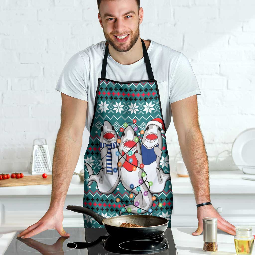 Funny Shark Christmas Apron Xmas Holiday Patterns - Wonder Print Shop