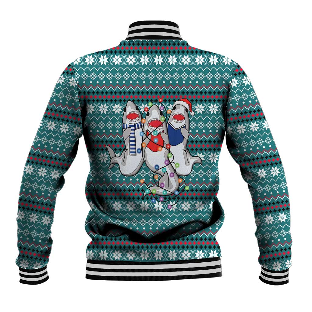 Funny Shark Christmas Baseball Jacket Xmas Holiday Patterns - Wonder Print Shop