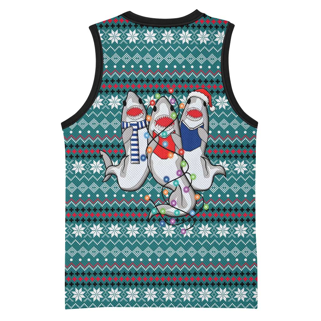 Funny Shark Christmas Basketball Jersey Xmas Holiday Patterns - Wonder Print Shop