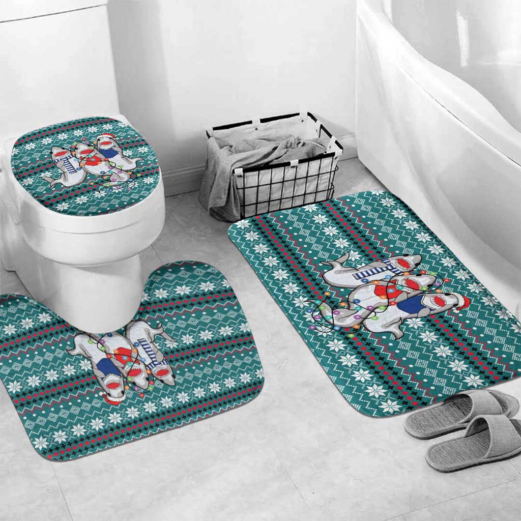 Funny Shark Christmas Bathroom Set Xmas Holiday Patterns - Wonder Print Shop
