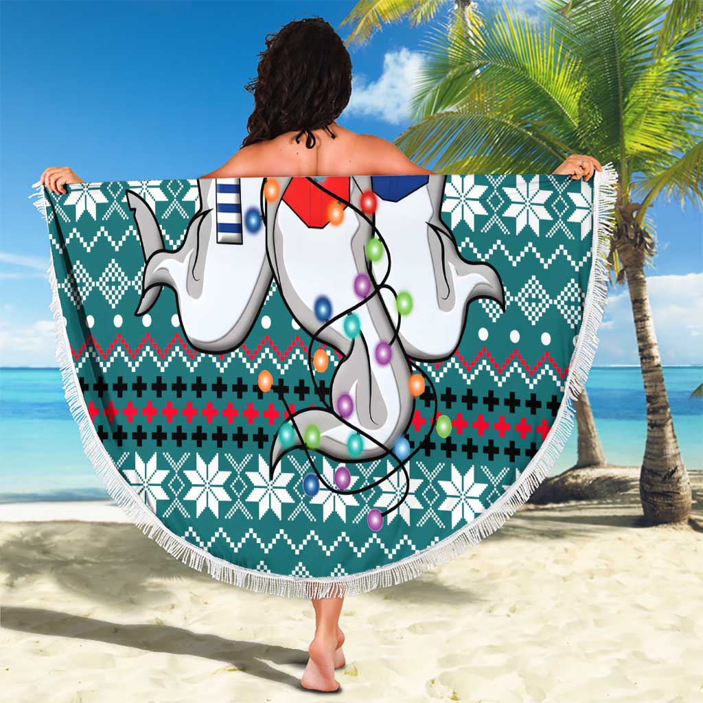 Funny Shark Christmas Beach Blanket Xmas Holiday Patterns - Wonder Print Shop