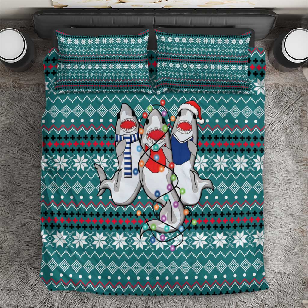 Funny Shark Christmas Bedding Set Xmas Holiday Patterns - Wonder Print Shop
