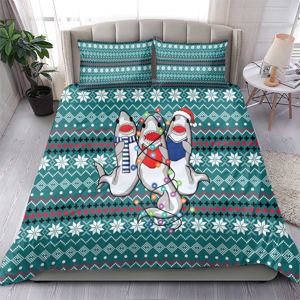 Funny Shark Christmas Bedding Set Xmas Holiday Patterns - Wonder Print Shop