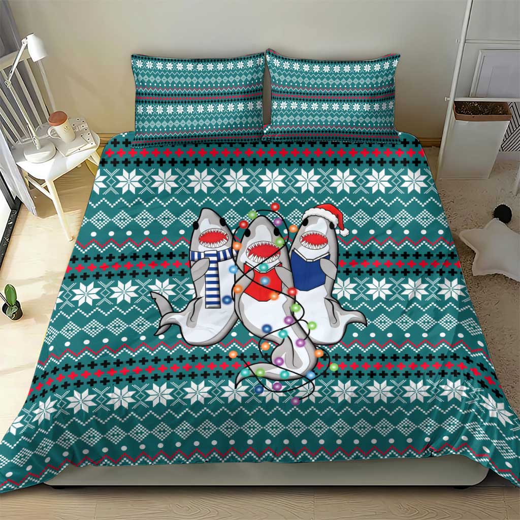 Funny Shark Christmas Bedding Set Xmas Holiday Patterns - Wonder Print Shop