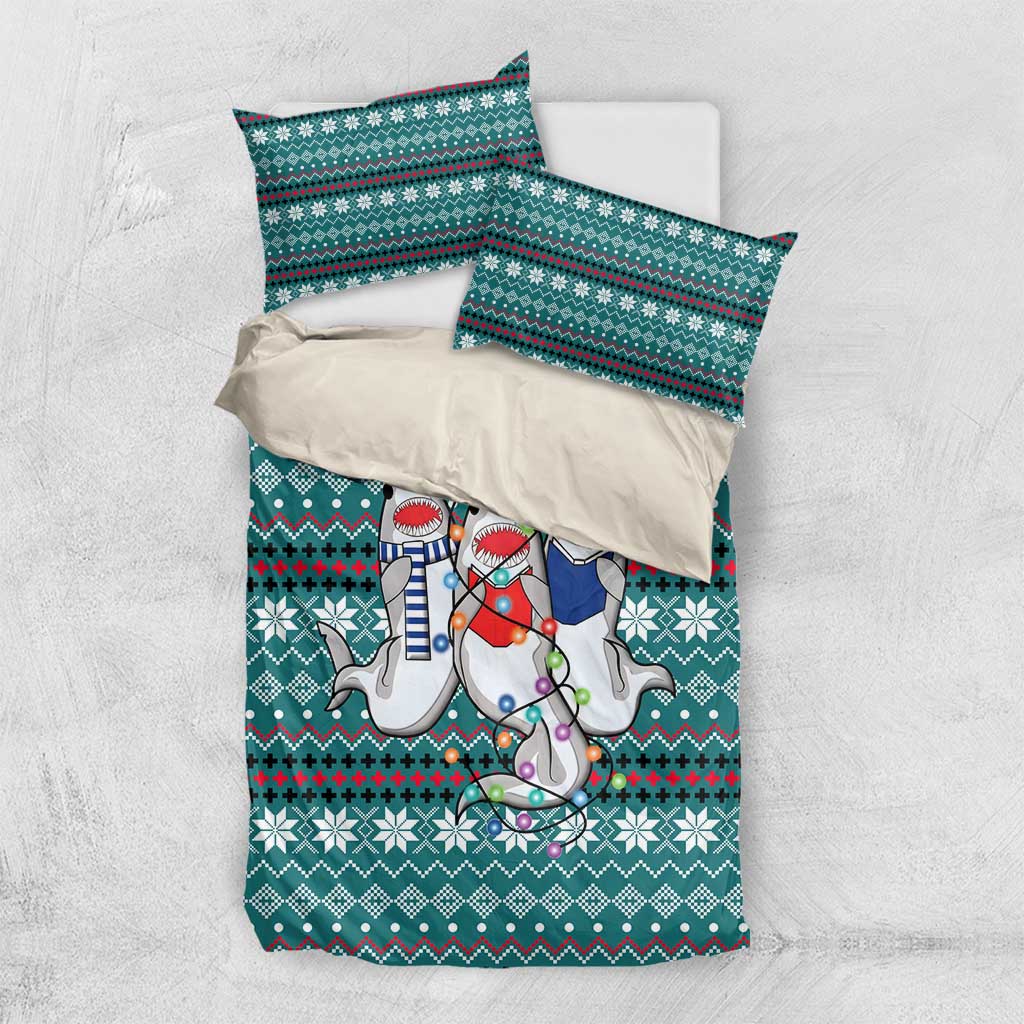 Funny Shark Christmas Bedding Set Xmas Holiday Patterns - Wonder Print Shop