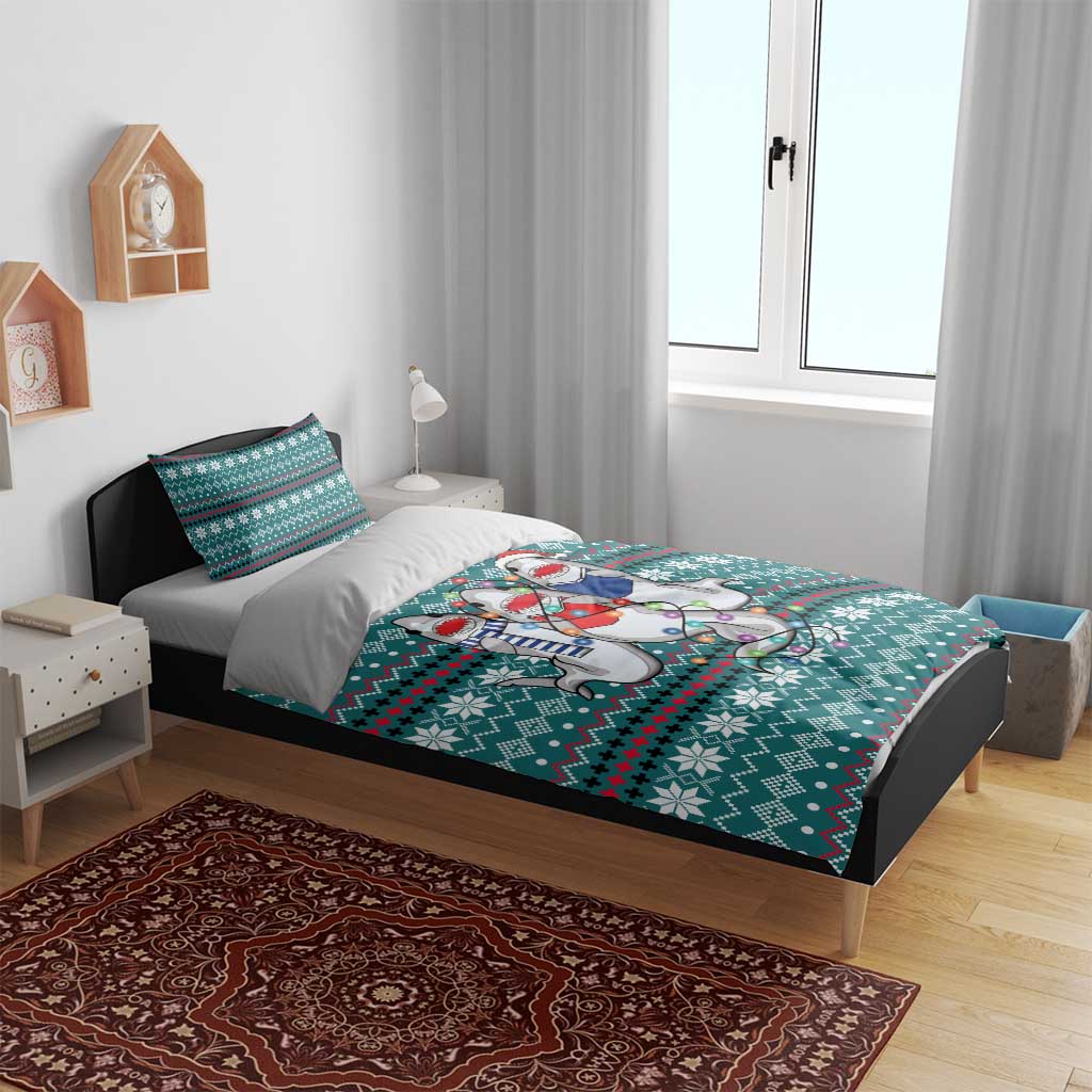 Funny Shark Christmas Bedding Set Xmas Holiday Patterns - Wonder Print Shop
