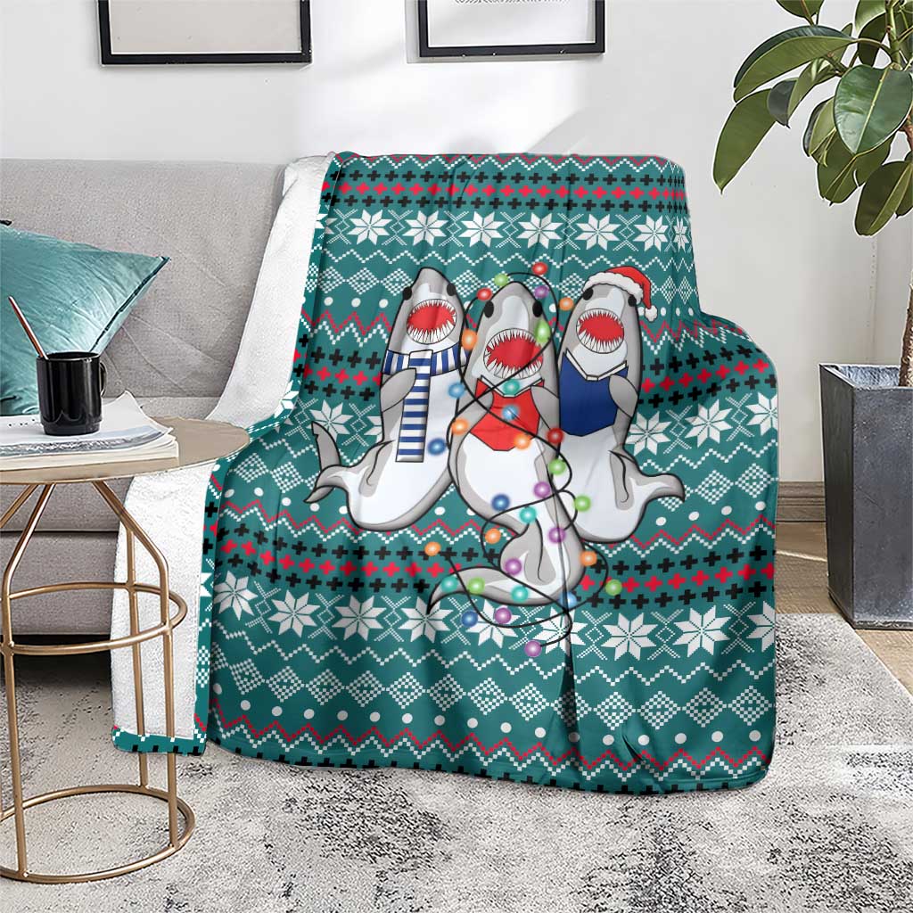 Funny Shark Christmas Blanket Xmas Holiday Patterns - Wonder Print Shop