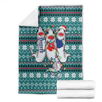 Funny Shark Christmas Blanket Xmas Holiday Patterns - Wonder Print Shop