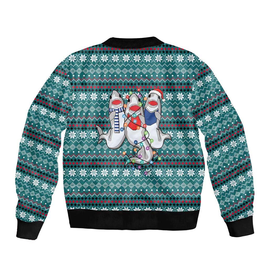 Funny Shark Christmas Bomber Jacket Xmas Holiday Patterns - Wonder Print Shop