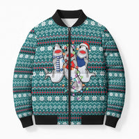 Funny Shark Christmas Bomber Puffer Jacket Xmas Holiday Patterns - Wonder Print Shop