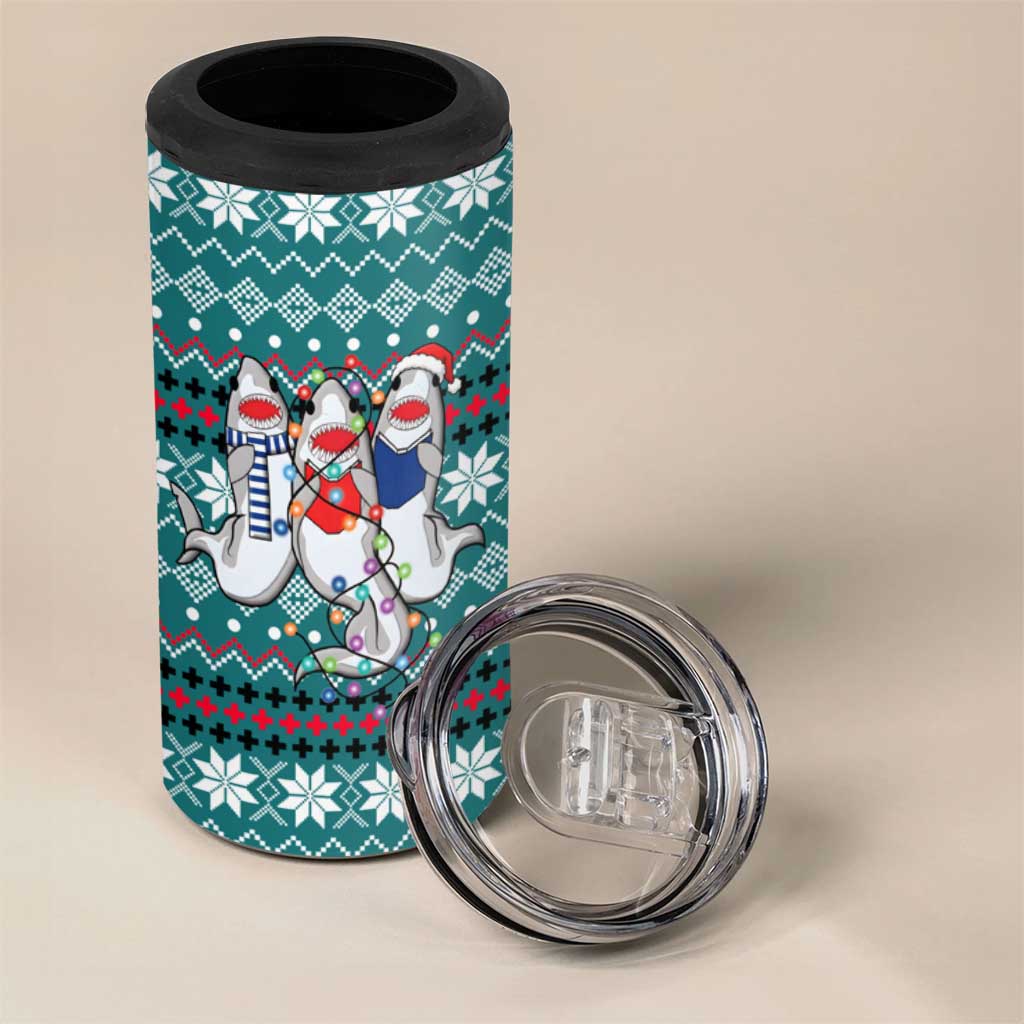 Funny Shark Christmas 4 in 1 Can Cooler Tumbler Xmas Holiday Patterns - Wonder Print Shop