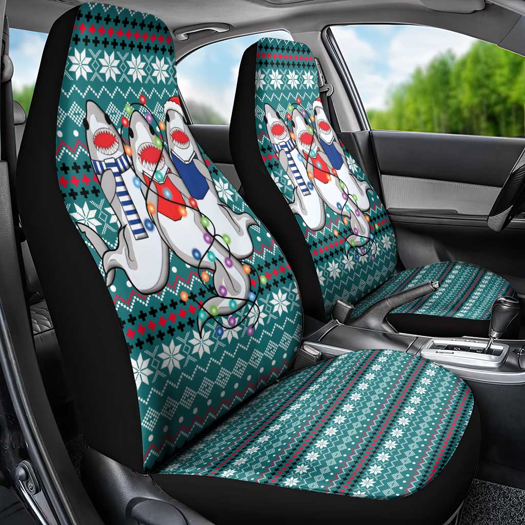 Funny Shark Christmas Car Seat Cover Xmas Holiday Patterns - Wonder Print Shop