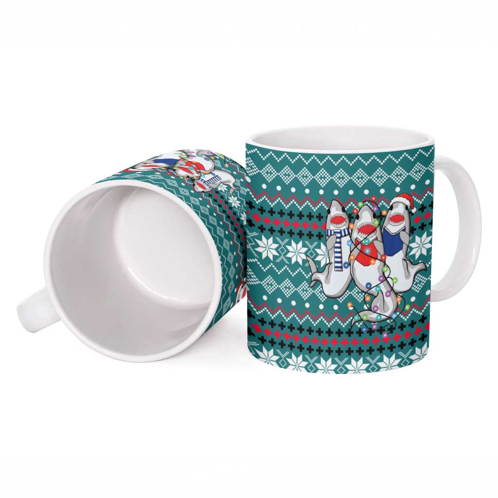 Funny Shark Christmas Ceramic Mug Xmas Holiday Patterns - Wonder Print Shop