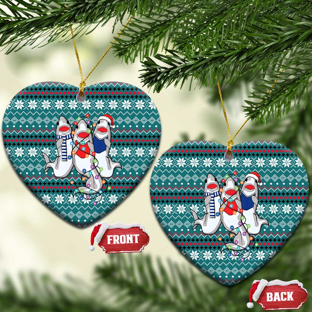 Funny Shark Christmas Ceramic Ornament Xmas Holiday Patterns - Wonder Print Shop