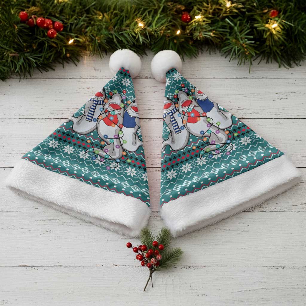 Funny Shark Christmas Santa Hat Xmas Holiday Patterns - Wonder Print Shop