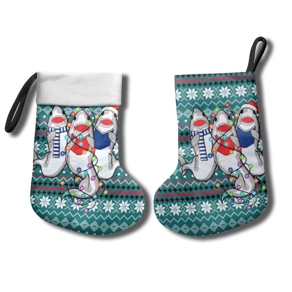 Funny Shark Christmas Stocking Xmas Holiday Patterns - Wonder Print Shop