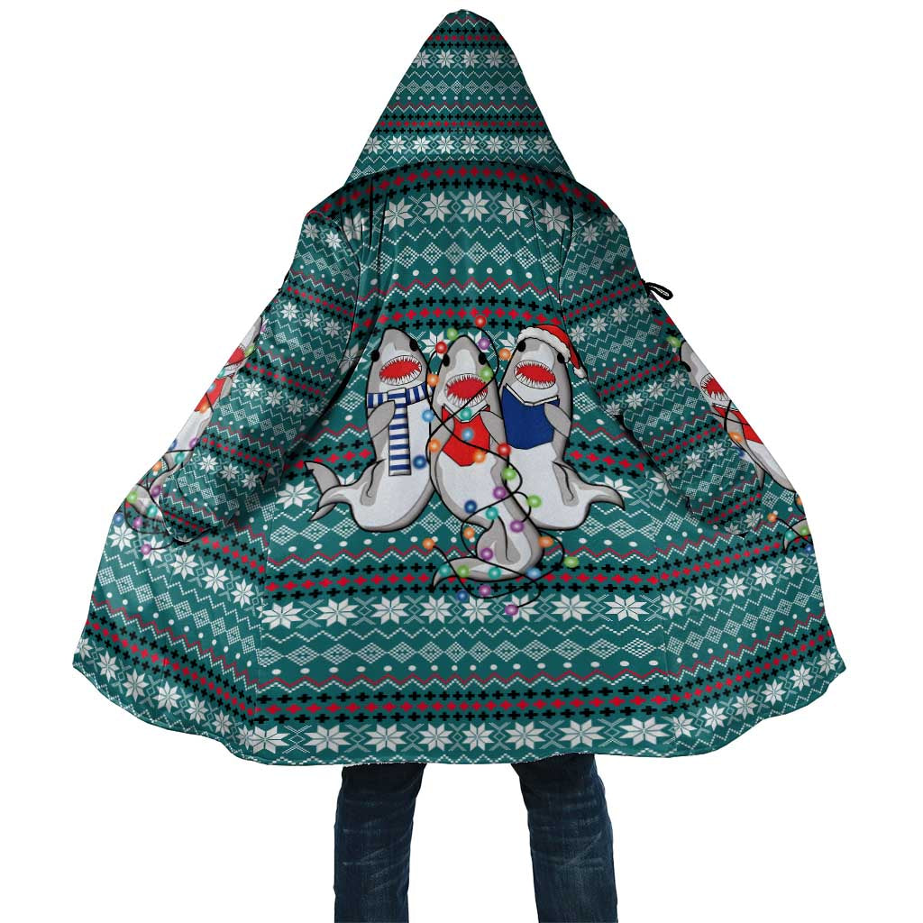 Funny Shark Christmas Cloak Xmas Holiday Patterns - Wonder Print Shop