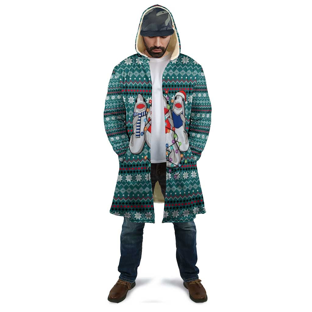 Funny Shark Christmas Cloak Xmas Holiday Patterns - Wonder Print Shop