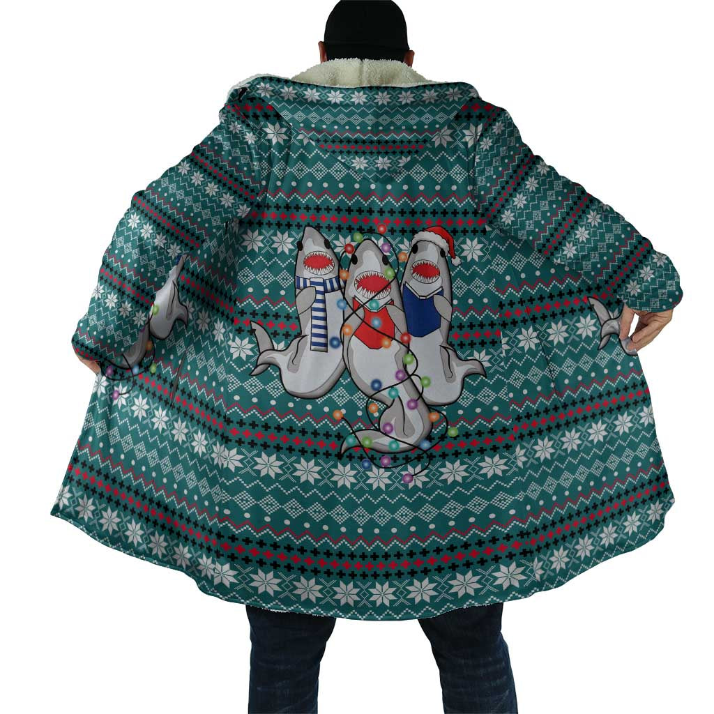 Funny Shark Christmas Cloak Xmas Holiday Patterns - Wonder Print Shop