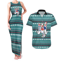 Funny Shark Christmas Couples Matching Tank Maxi Dress and Hawaiian Shirt Xmas Holiday Patterns - Wonder Print Shop