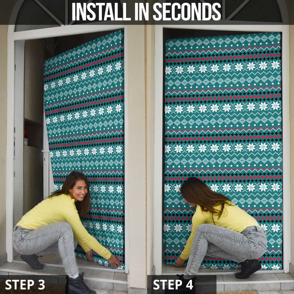 Funny Shark Christmas Door Cover Xmas Holiday Patterns - Wonder Print Shop