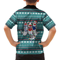 Funny Shark Christmas Family Matching Long Sleeve Bodycon Dress and Hawaiian Shirt Xmas Holiday Patterns - Wonder Print Shop