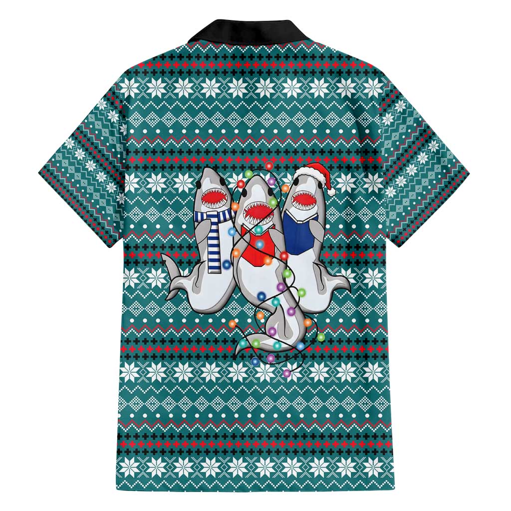 Funny Shark Christmas Family Matching Long Sleeve Bodycon Dress and Hawaiian Shirt Xmas Holiday Patterns - Wonder Print Shop