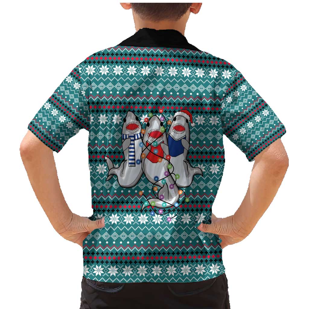 Funny Shark Christmas Family Matching Mermaid Dress and Hawaiian Shirt Xmas Holiday Patterns - Wonder Print Shop
