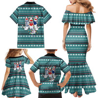 Funny Shark Christmas Family Matching Mermaid Dress and Hawaiian Shirt Xmas Holiday Patterns - Wonder Print Shop