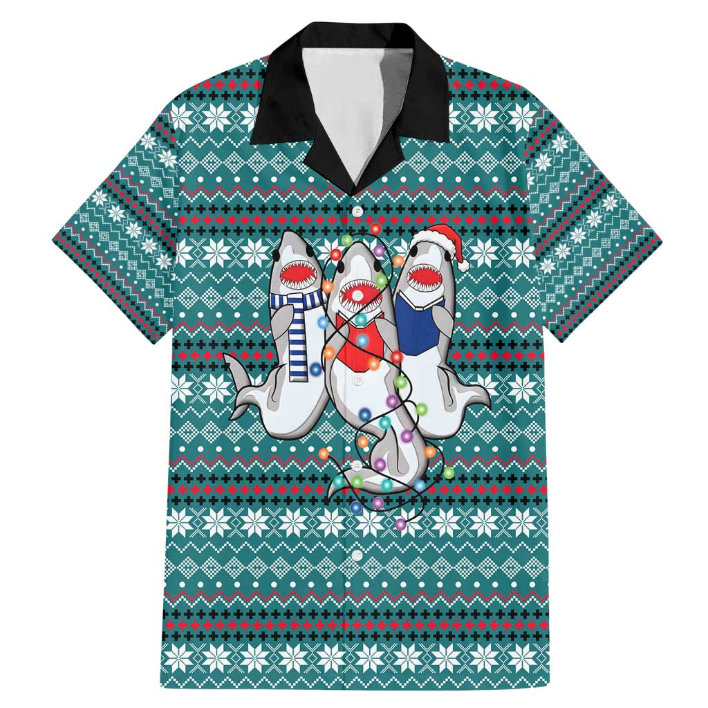 Funny Shark Christmas Family Matching Mermaid Dress and Hawaiian Shirt Xmas Holiday Patterns - Wonder Print Shop