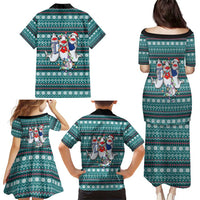 Funny Shark Christmas Family Matching Puletasi and Hawaiian Shirt Xmas Holiday Patterns - Wonder Print Shop