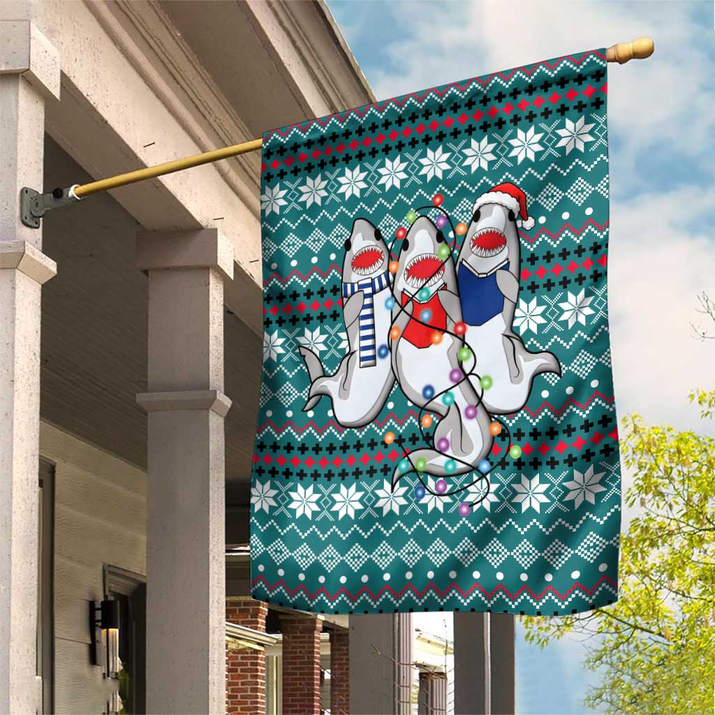 Funny Shark Christmas Garden Flag Xmas Holiday Patterns - Wonder Print Shop
