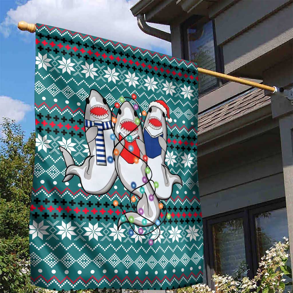Funny Shark Christmas Garden Flag Xmas Holiday Patterns - Wonder Print Shop