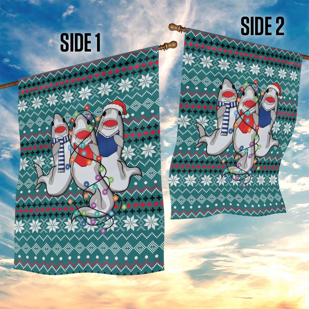 Funny Shark Christmas Garden Flag Xmas Holiday Patterns - Wonder Print Shop