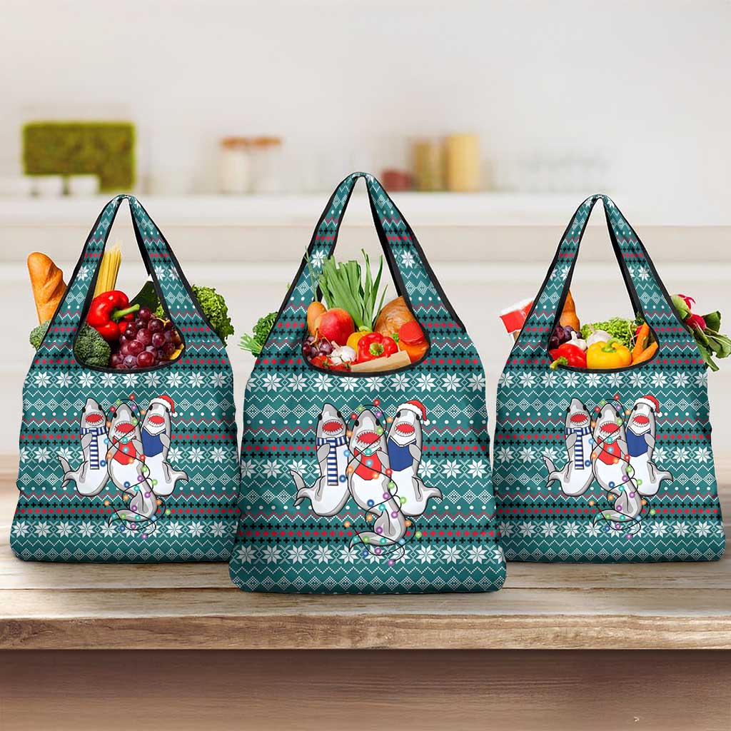 Funny Shark Christmas Grocery Bag Xmas Holiday Patterns - Wonder Print Shop