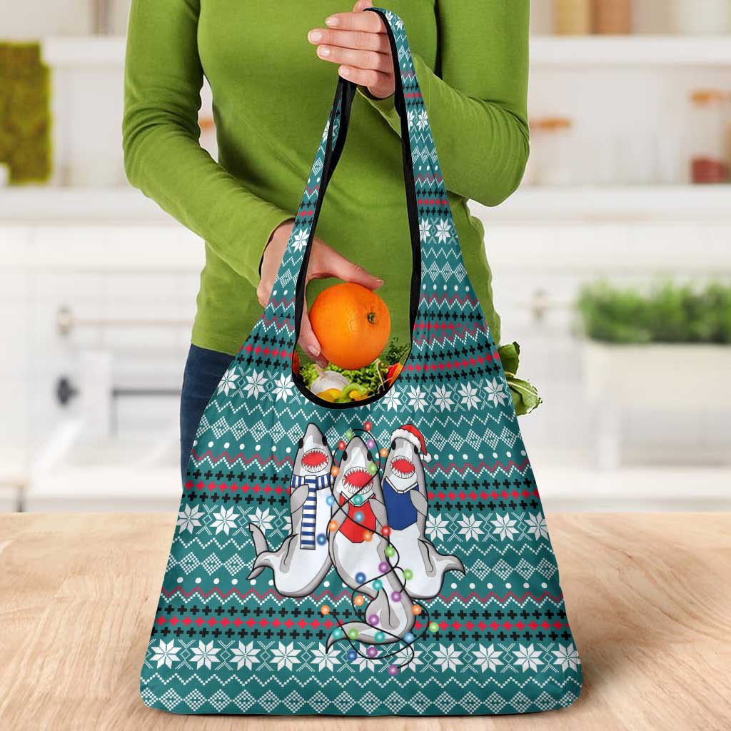 Funny Shark Christmas Grocery Bag Xmas Holiday Patterns - Wonder Print Shop